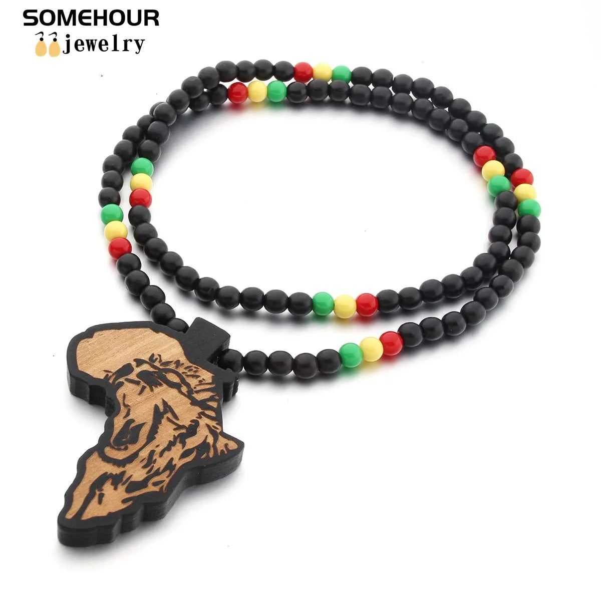 King Lion Africa Map Pendant Necklace