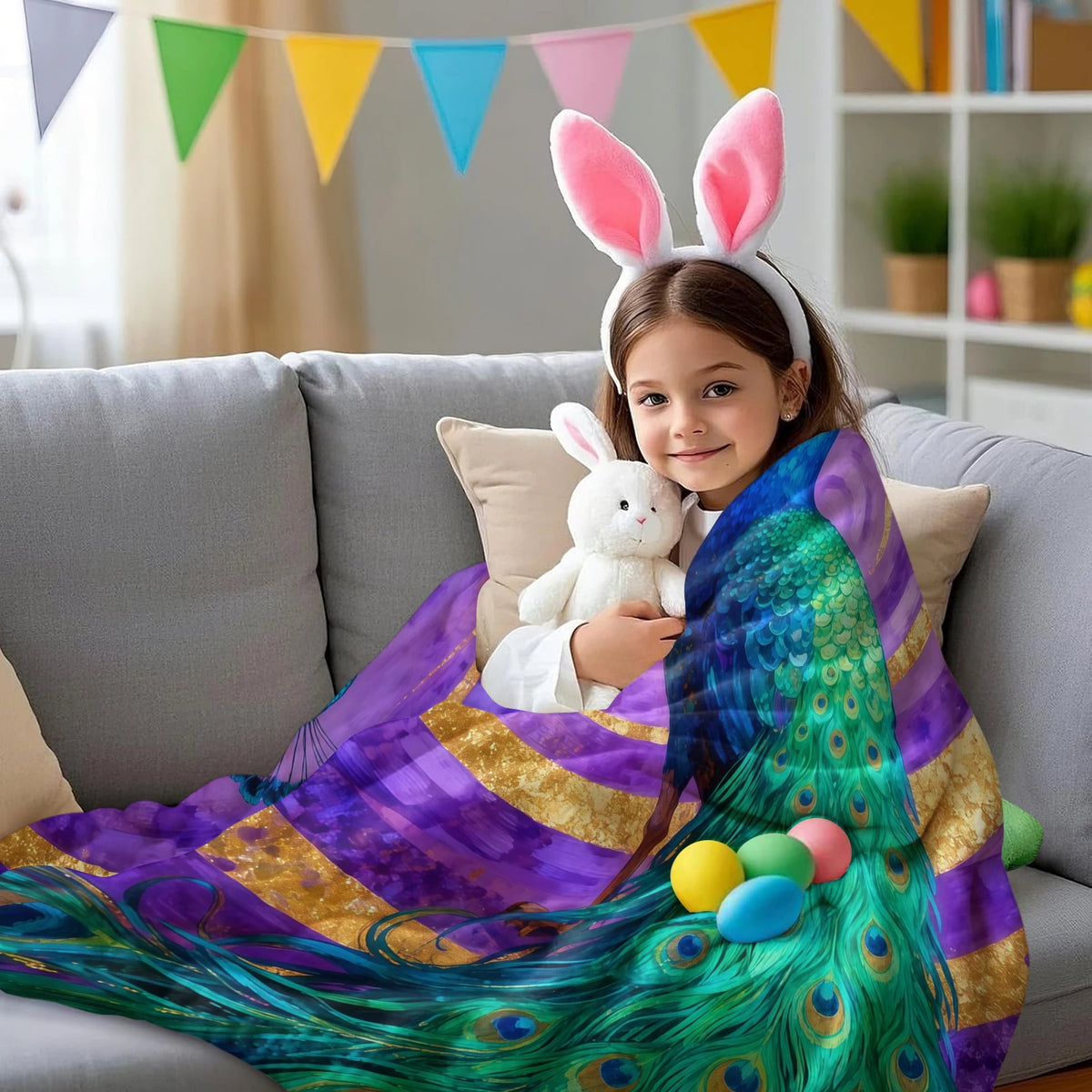 Peacock Flannel Blanket