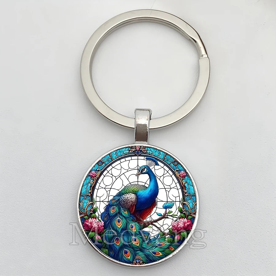 Beautiful Colorful Peacock Keychain