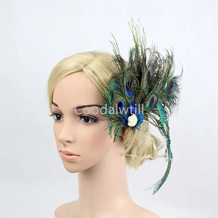 1920s Peacock Feather Fascinator Headband