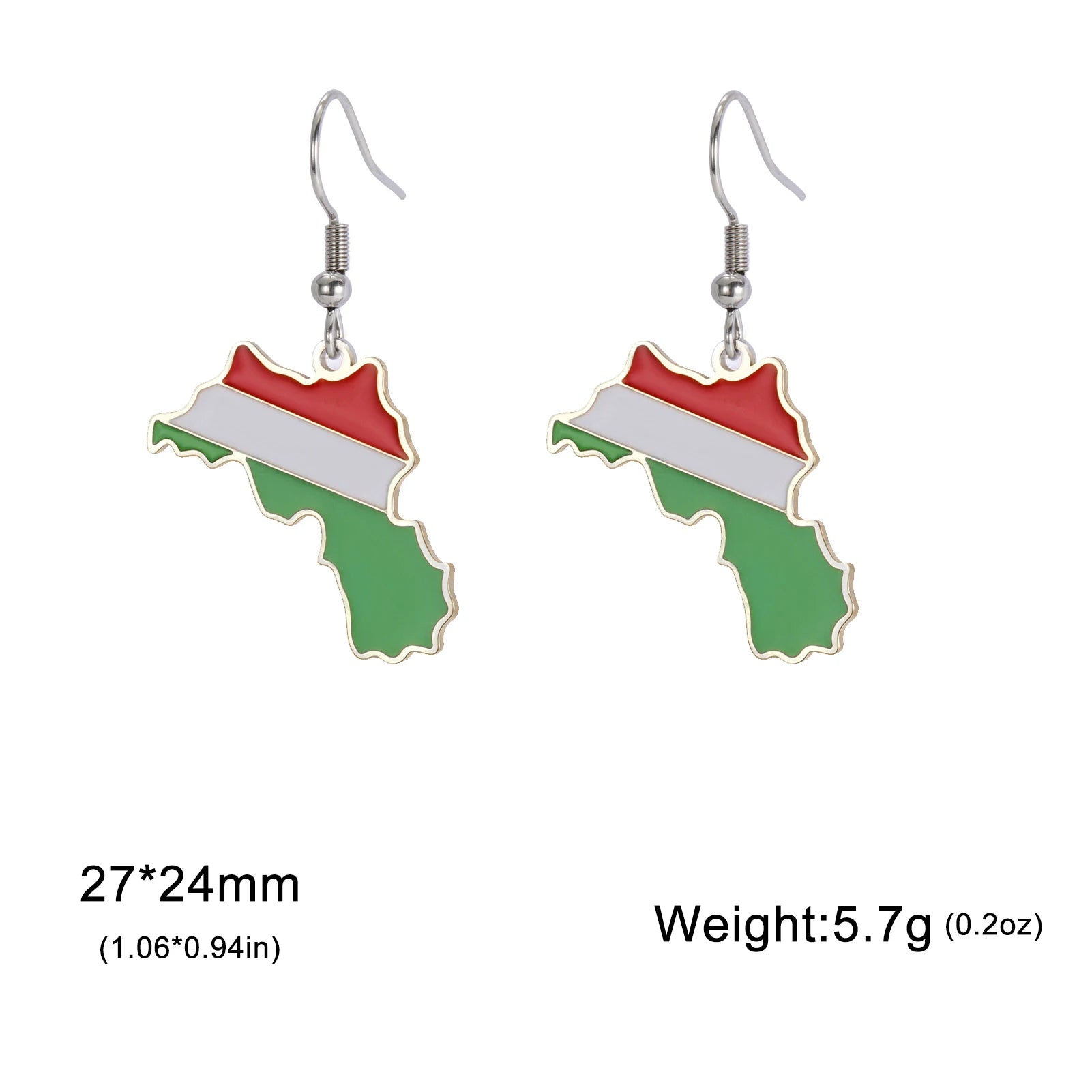 Women's Earrings Kurdistan Map Flag