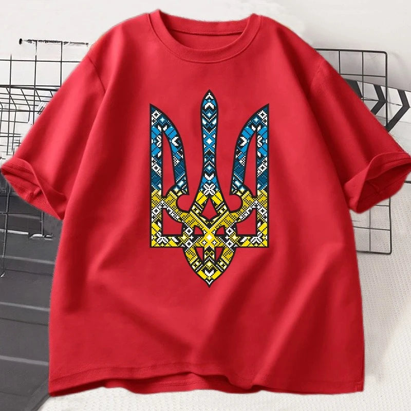 Ukraine Emblem Printed T-shirt O-Neck