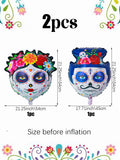 2pcs Bride and Groom Colorful Flower Skull Balloons Day of the Dead Decoration