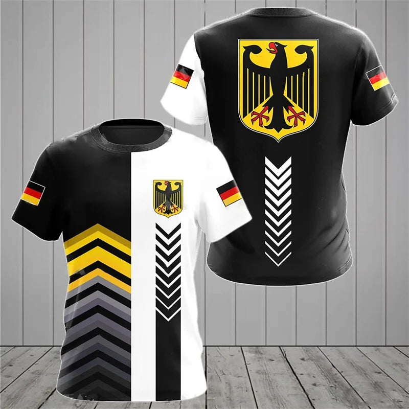 Men's German flag pattern short-sleeved shirt