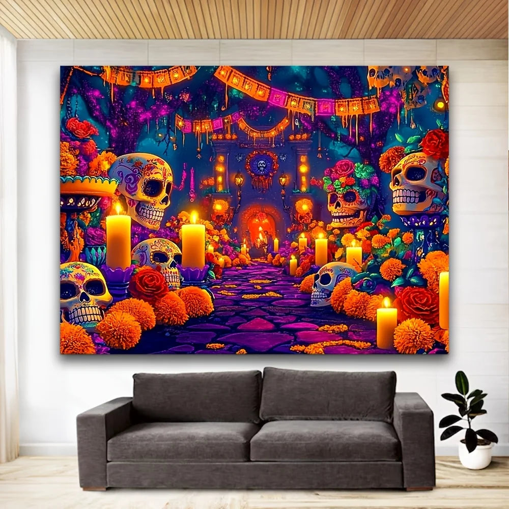 1 piece of polyester background fabric for the Day of the Dead, Mexico