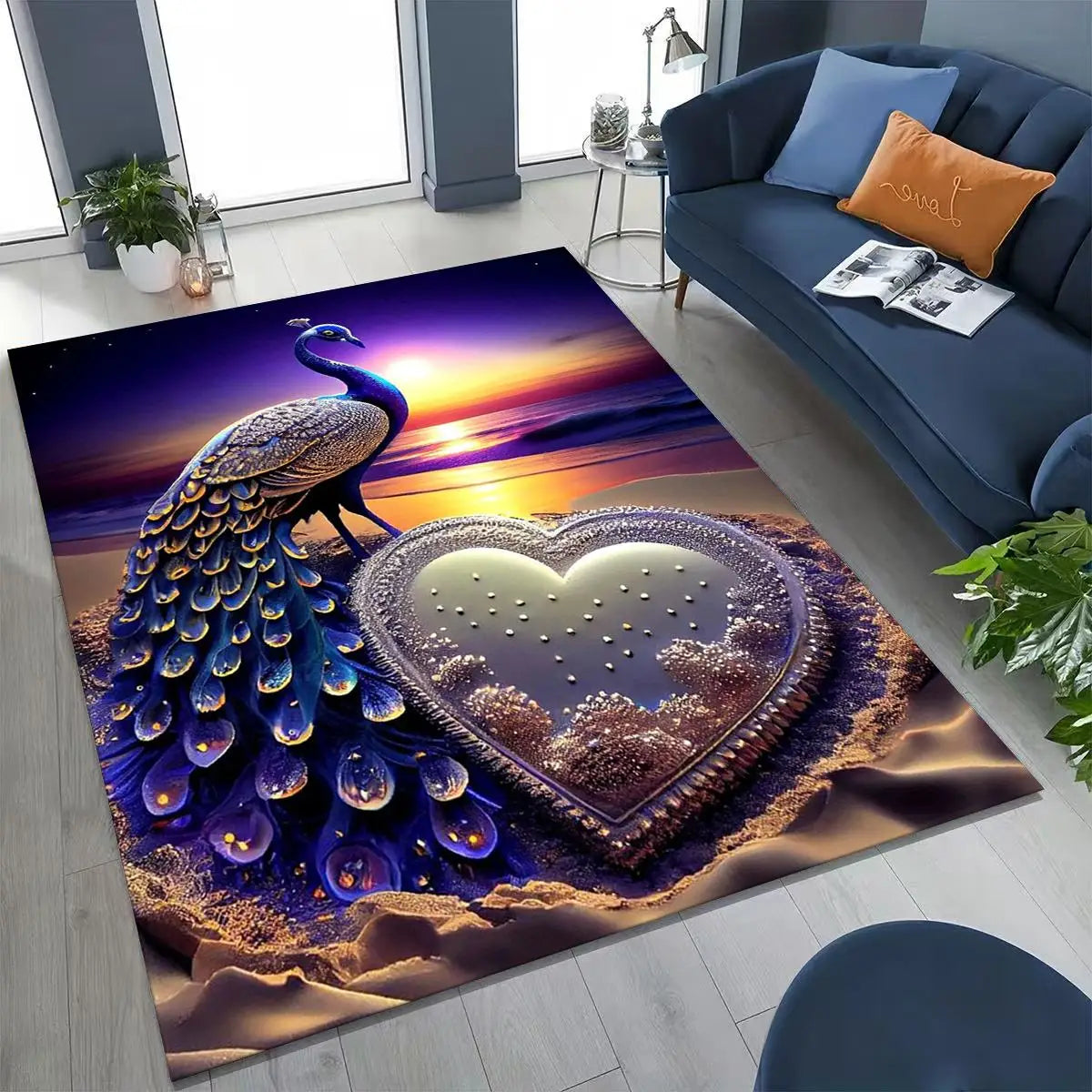 Colorful Peacock Birds Rug
