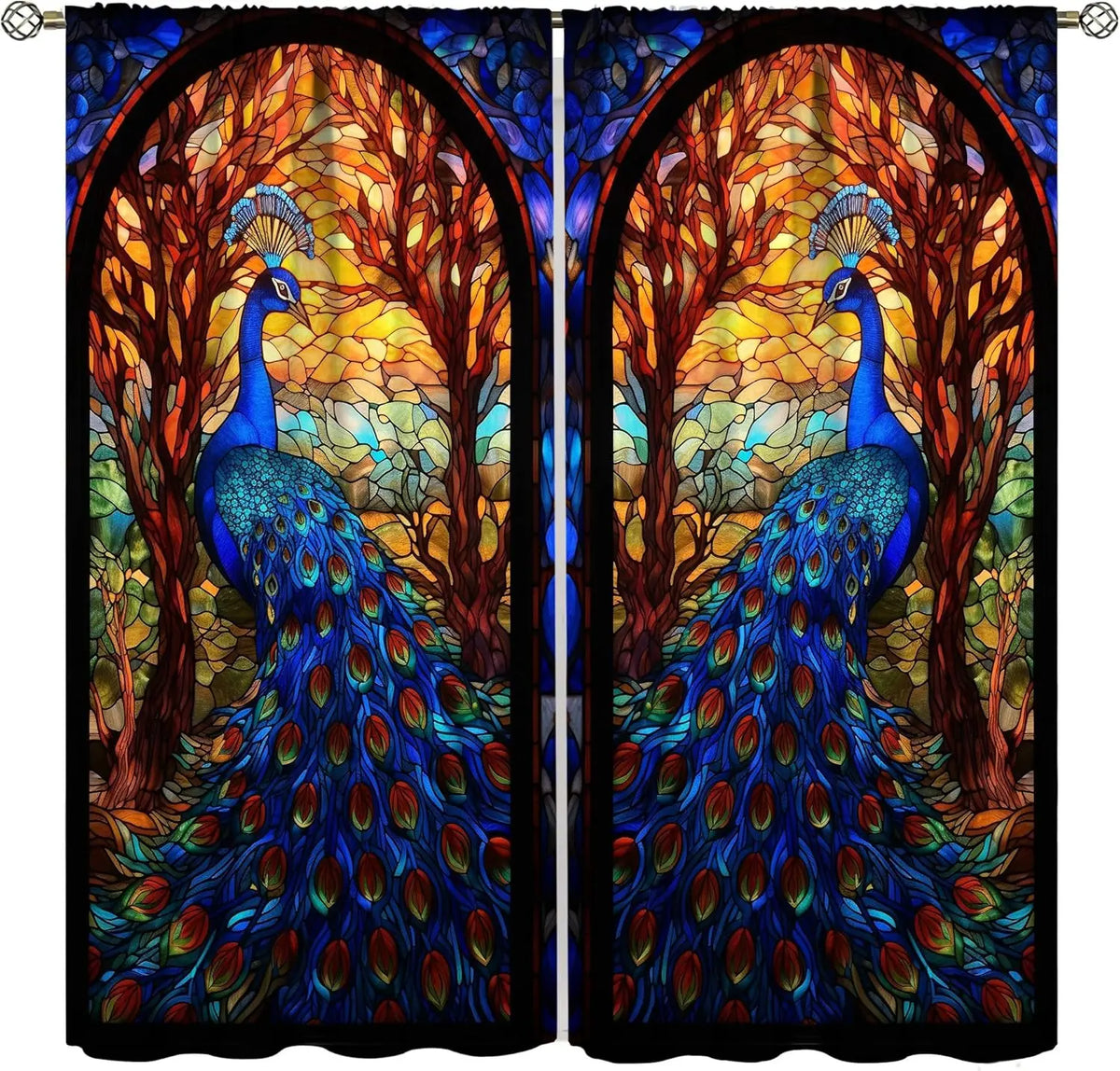 Peacock Curtains Set