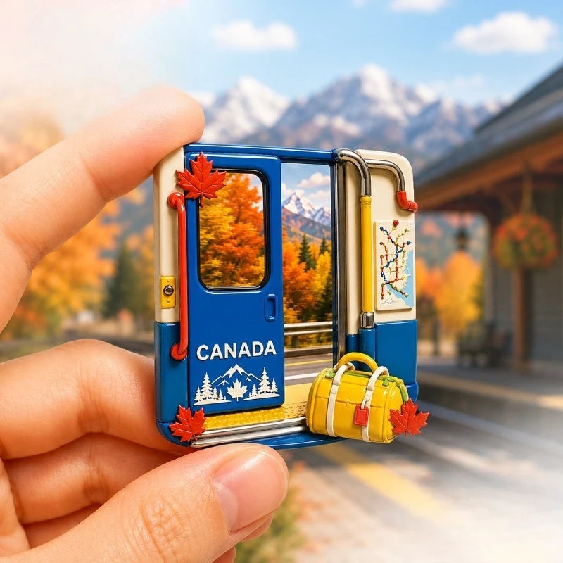Canada Autumn Train Door Fridge Magnet