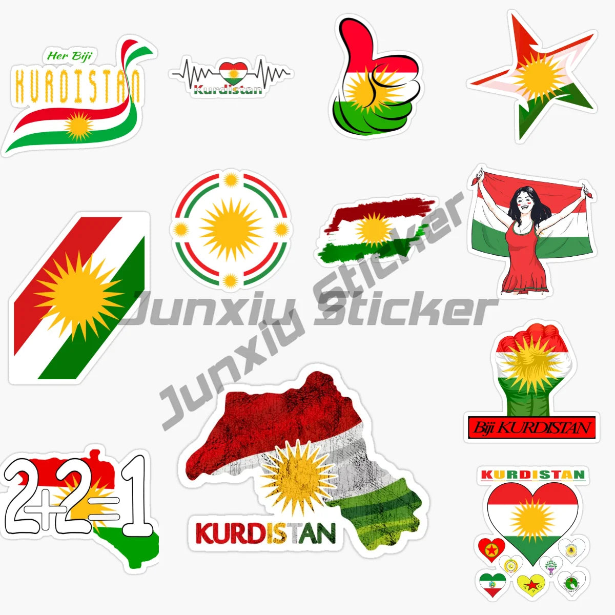 ملصق كردستان خريطة الأكراد العلم الوطني والشعار للسيارة والدراجة النارية خريطة علم بولي كلوريد الفينيل ملصق جداري خارجي قابل للتخصيص