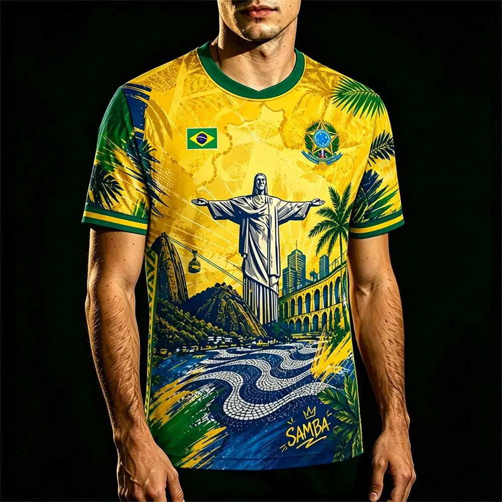 Brazil Flag Jesus Graphic Tee