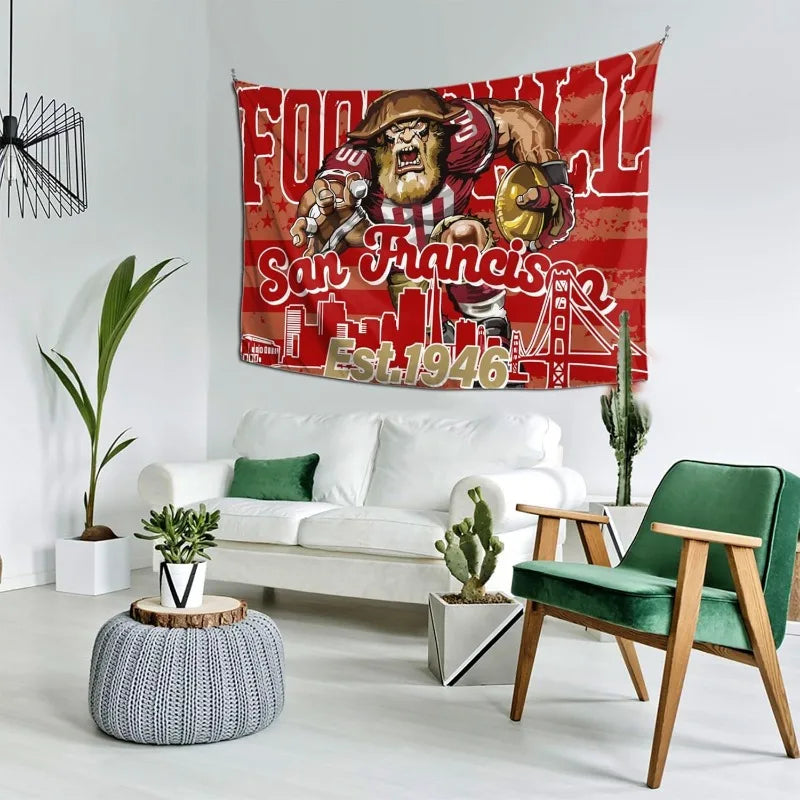 VIKAMA Fan Cave Tapestry with San Francisco 49ers Football Wall Decor