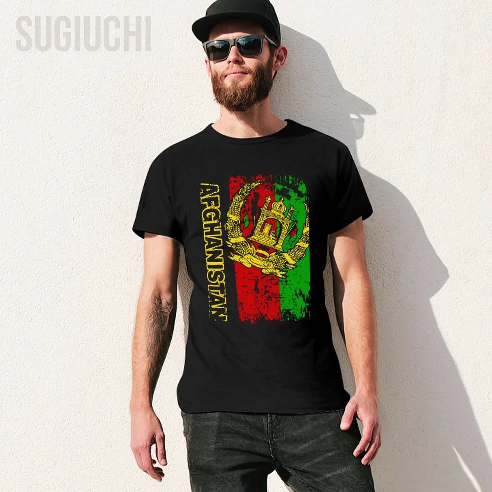 Men AFGHAN FLAG تيشيرت علم أفغانستان العتيق تيشيرتات بياقة دائرية للنساء والفتيان 100% قطن تيشيرت قصير للجنسين لجميع المواسم