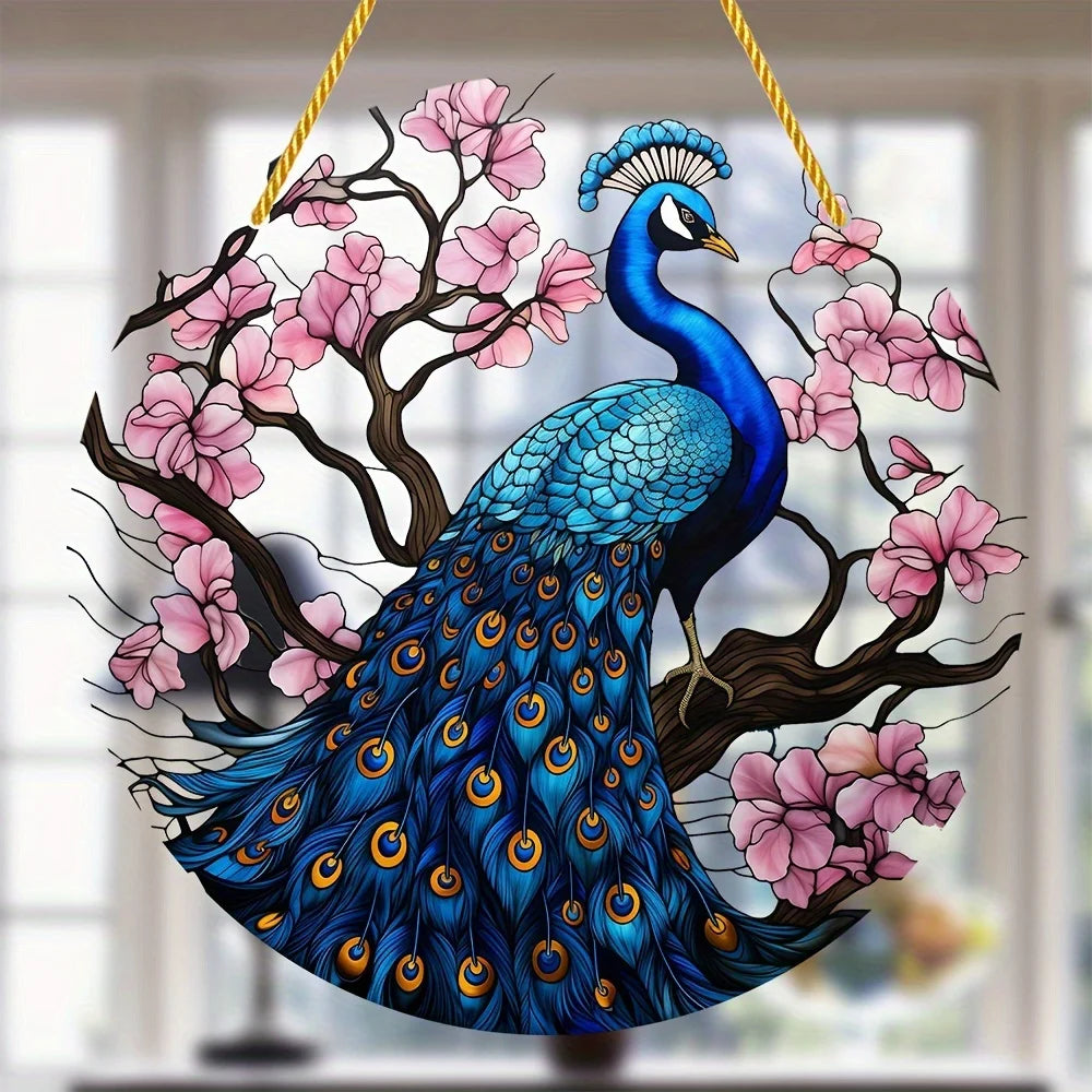 Colorful Peacock Sun Catcher-Indoor/Outdoor