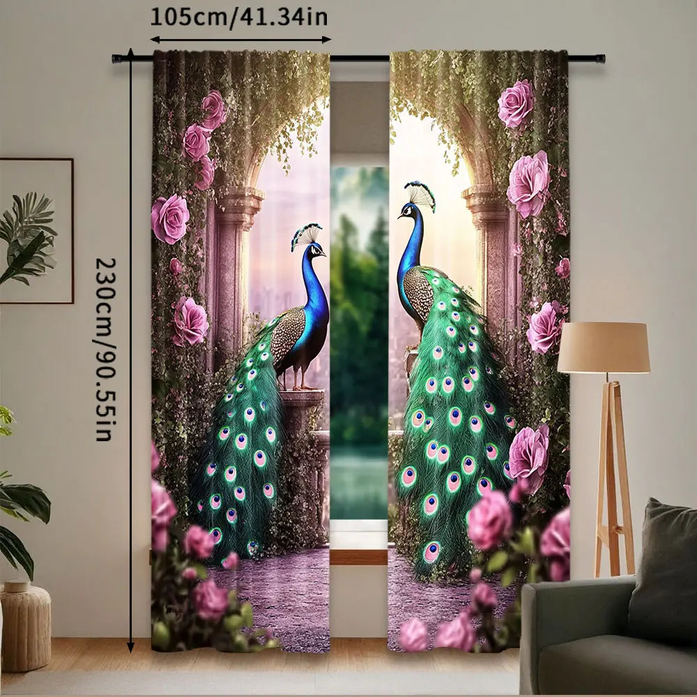 Retro Peacock Curtains