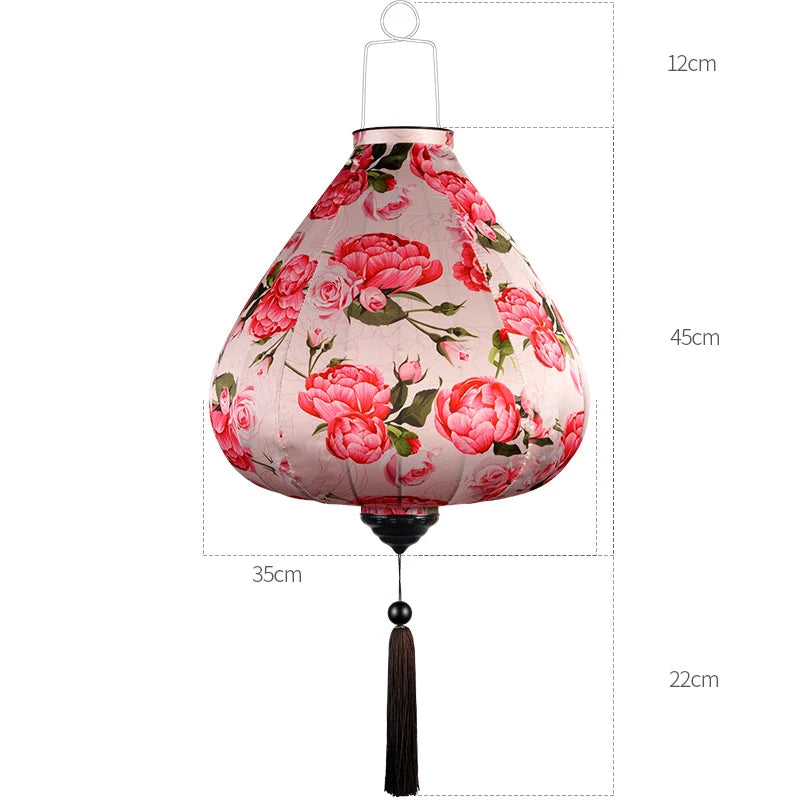 Chinese Silk Ancient Style Floral Hanging Lantern