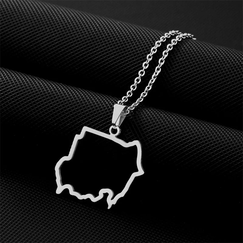 Republic of South Sudan Map Flag Pendant Necklaces