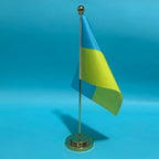 SKY FLAG مكتب علم صغير علم الرئاسة الأوكرانية 14x21 سم بوليستر علم أوكرانيا الوطني زينة مكتب أعلام