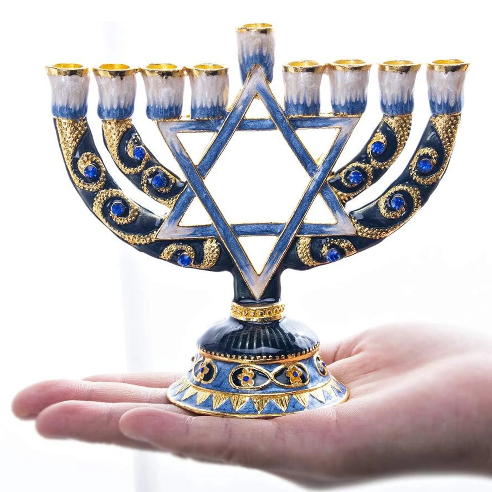 Blue Candlesticks for Hanukkah Menorah Candle Holder