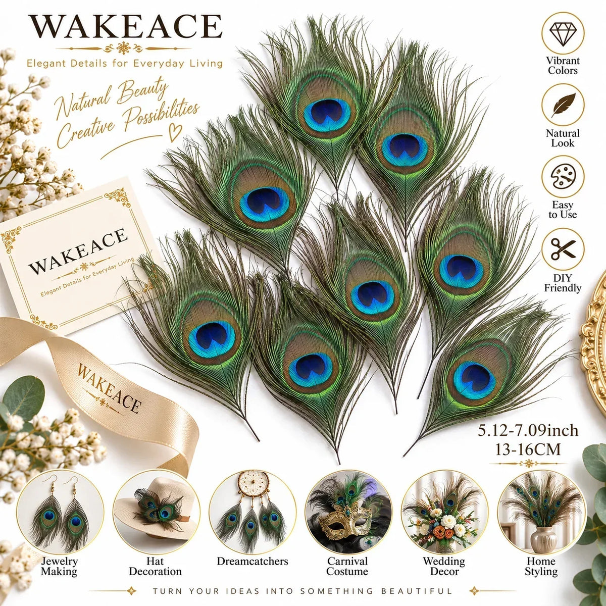 Artificial peacock feathers