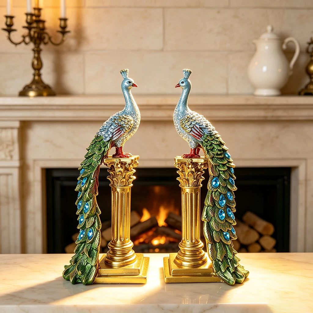 Luxury Couple Peacock Statue Sculpture