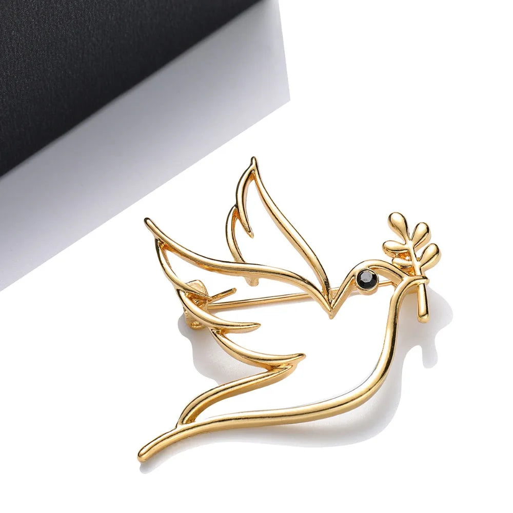 Simple Hollow Olive Branch Peace Dove
