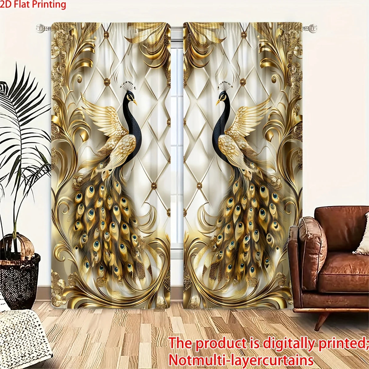 Gold Peacock Curtains