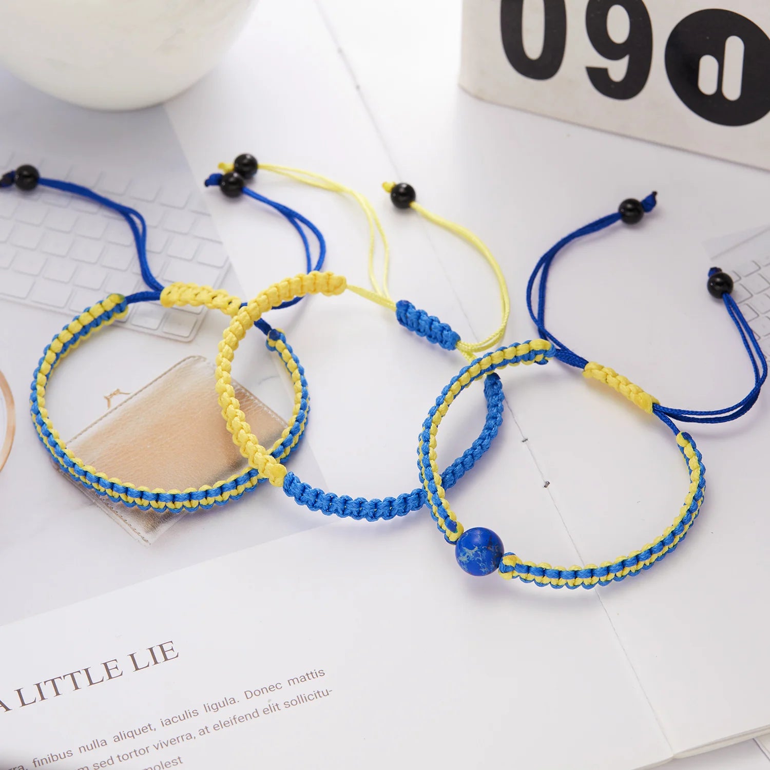 Handmade Blue & Yellow Ukraine Country Peace Love Bracelet