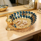 Golden Peacock Decorative Tray