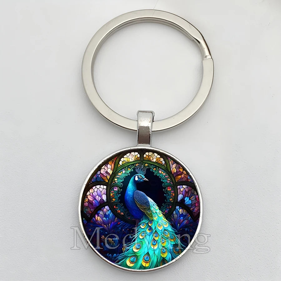 Beautiful Colorful Peacock Keychain