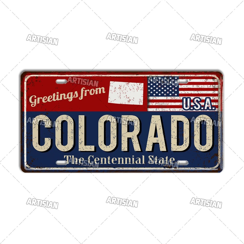 Greeting from USA States Landmark License Plate