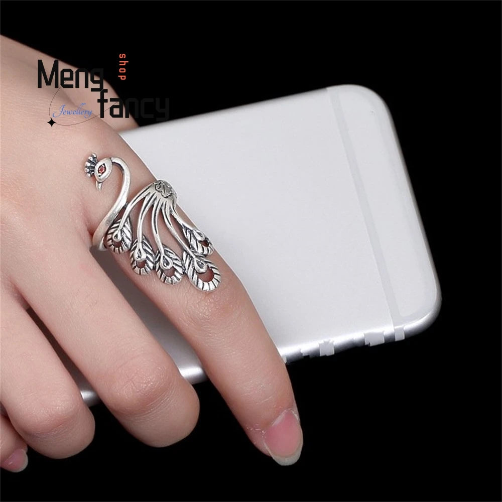Peacock Ring, Women's Long Ring,