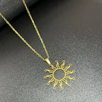 Stainless Steel Crystal Sunflower Necklace