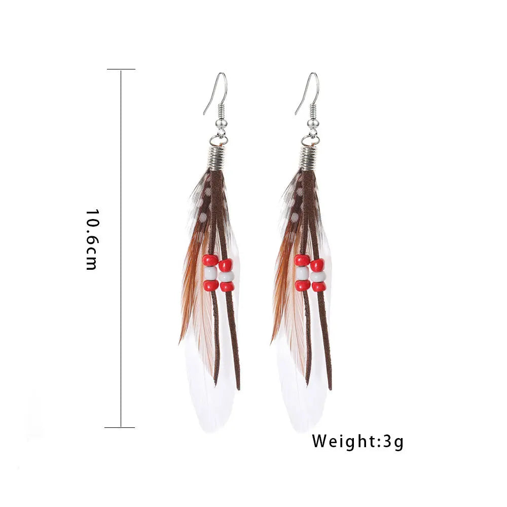 Feather earrings for women, Bohemian style