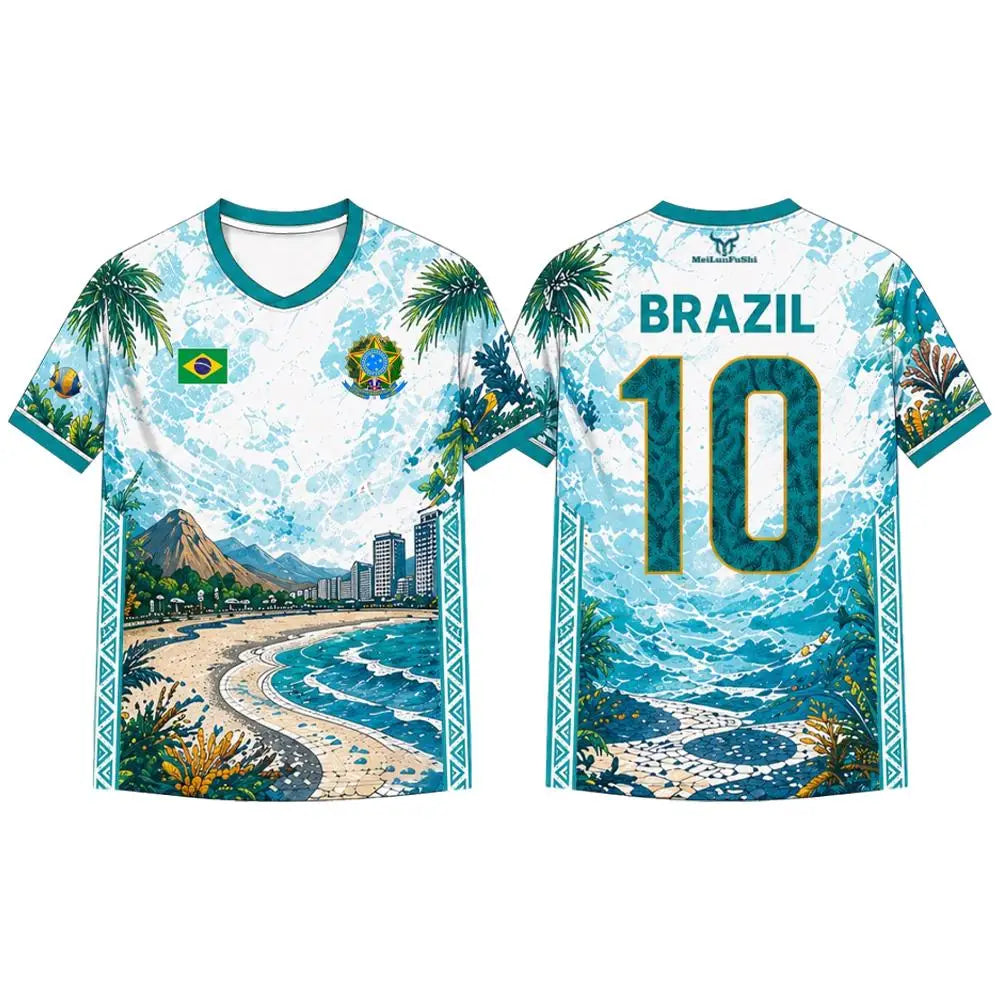 Brazil Flag Printed Jersey Tee Shirt