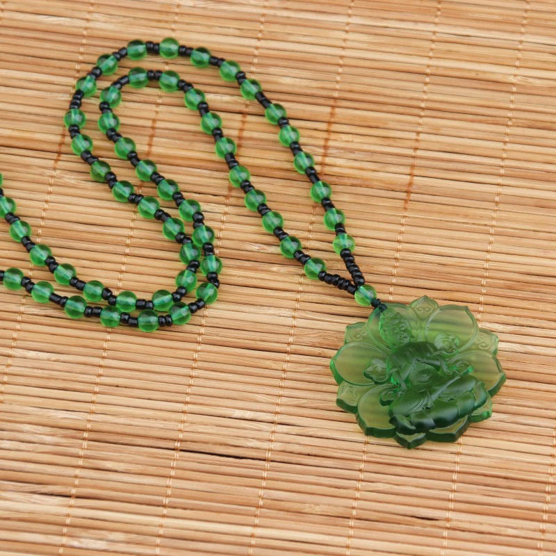 Liuli Crystal Buddha Green Tara Pendant