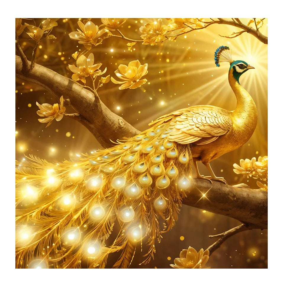 Golden Peacock Diamond Art