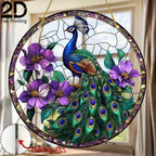 2D Flat, 1pc Vibrant Peacock Suncatcher