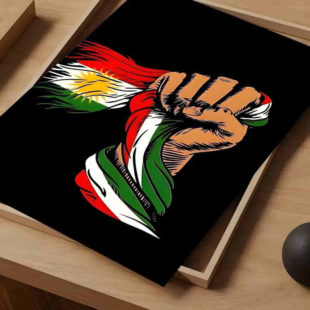 ملصق تصميم علم كردستان مقاوم للماء، ملصقات أفلام عتيقة، طباعة فنية جدارية عالية الجودة لتزيين الغرفة، هدية