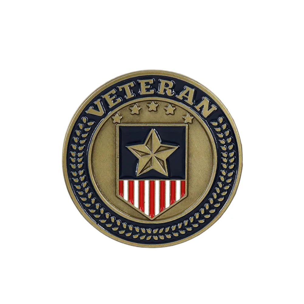 US Army Soldier Veteran Shield Circle Metal Badge