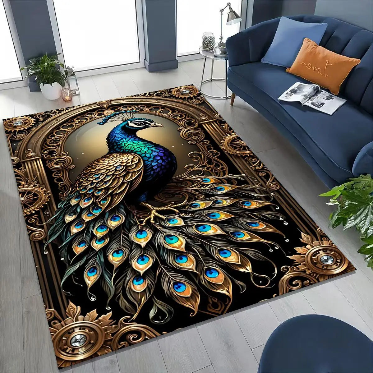 Colorful Peacock Birds Rug