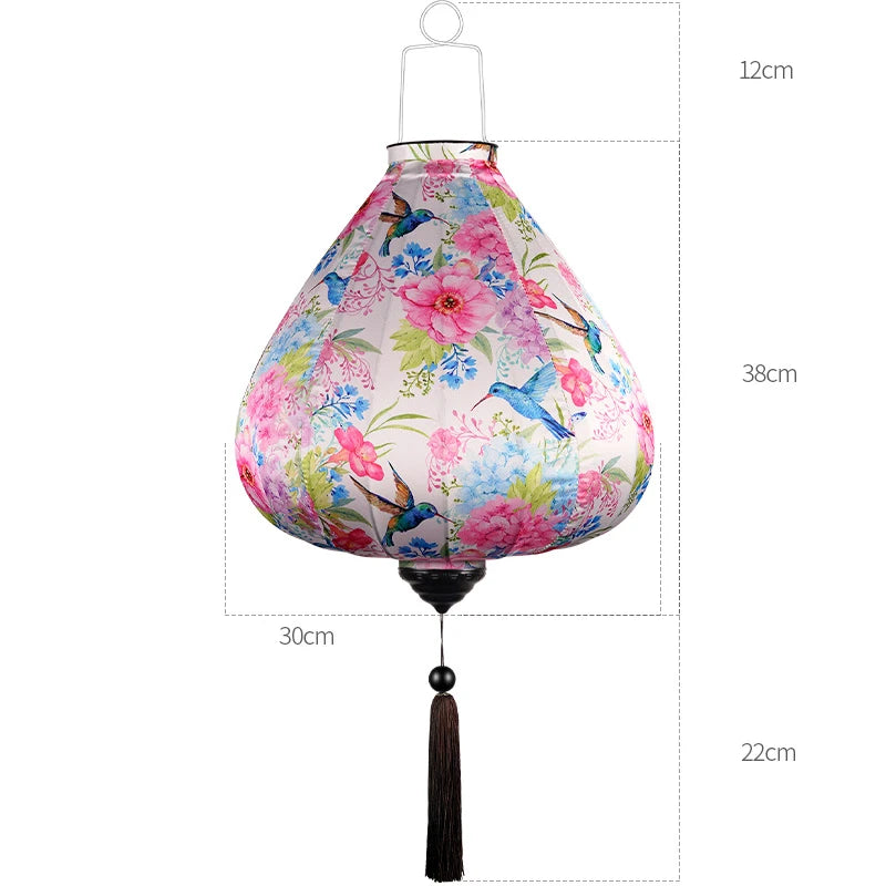 Chinese Silk Ancient Style Floral Hanging Lantern