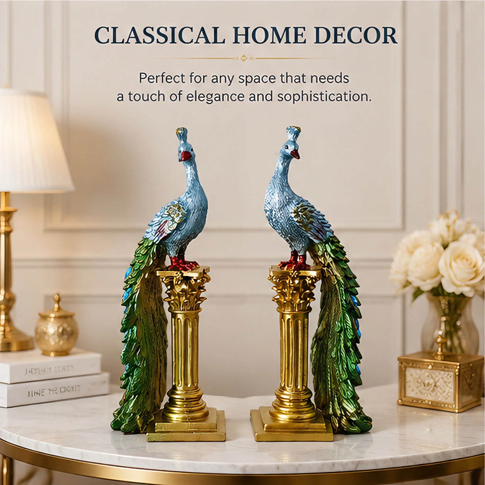 Luxury Couple Peacock Statue Sculpture