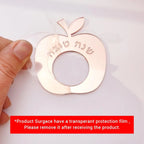 12/48PCS Mirror Acrylic Apple Napkin Rings with Hebrew Letters