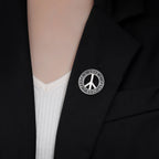 Stainless Steel Peace Sign Round Brooch