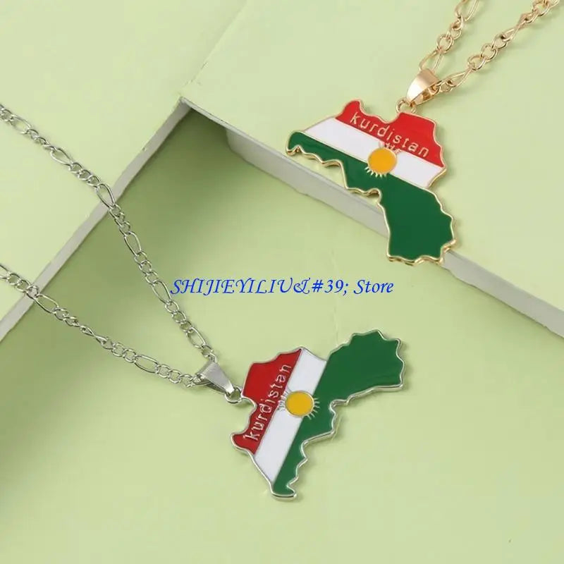 Kurdistan Country Map Flag necklace or keychain