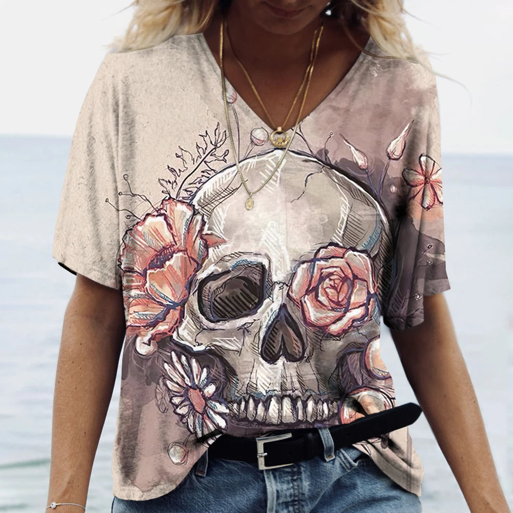 Skulls T-shirt Women's Short Sleeve, Day of the Dead