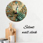 Magnificent Peacock Wooden Wall Clock