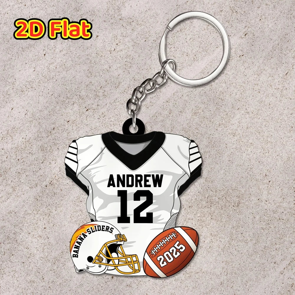 Personalized 2D Flat American Football Keychain