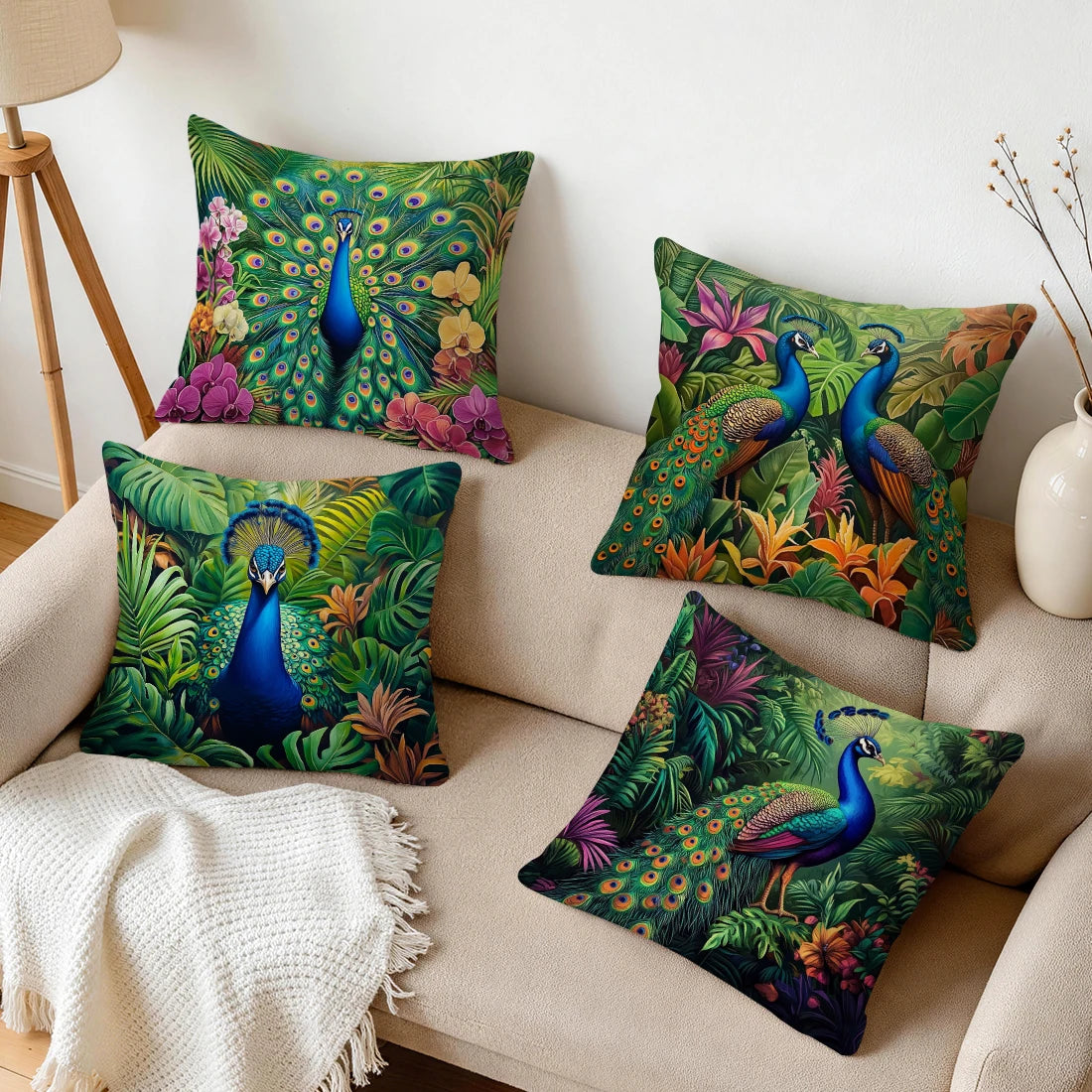 Peacock Cushions Pillowcase