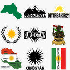 Kurdistan Flag Map Emblem Stickers